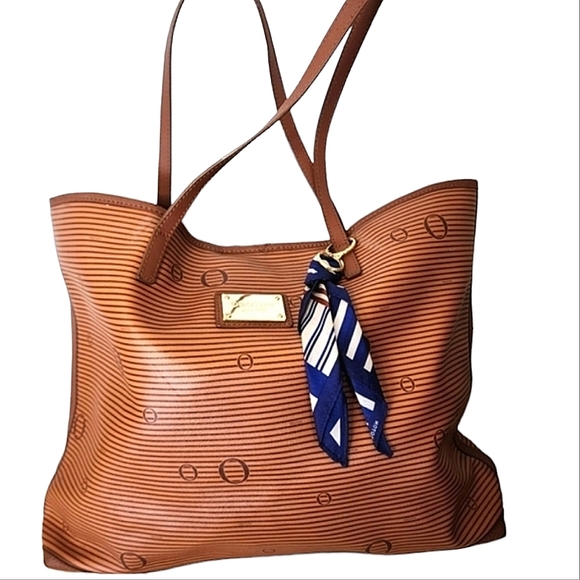 Oroton tote bag Saffiano PU leather chestnut 42x33 cm - Picture 3 of 16